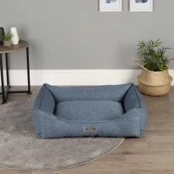 Panier XXL Lavable En Tweed Bleu Pour Chien – 90x70x20 Cm