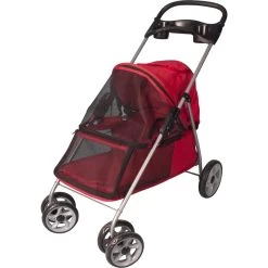 Poussette Pliable Rouge Pour Chien – Jusqu’à 15 Kg