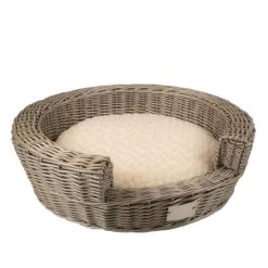 Panier En Osier Avec Coussin Pour Petit Chien – 47x47x16 Cm