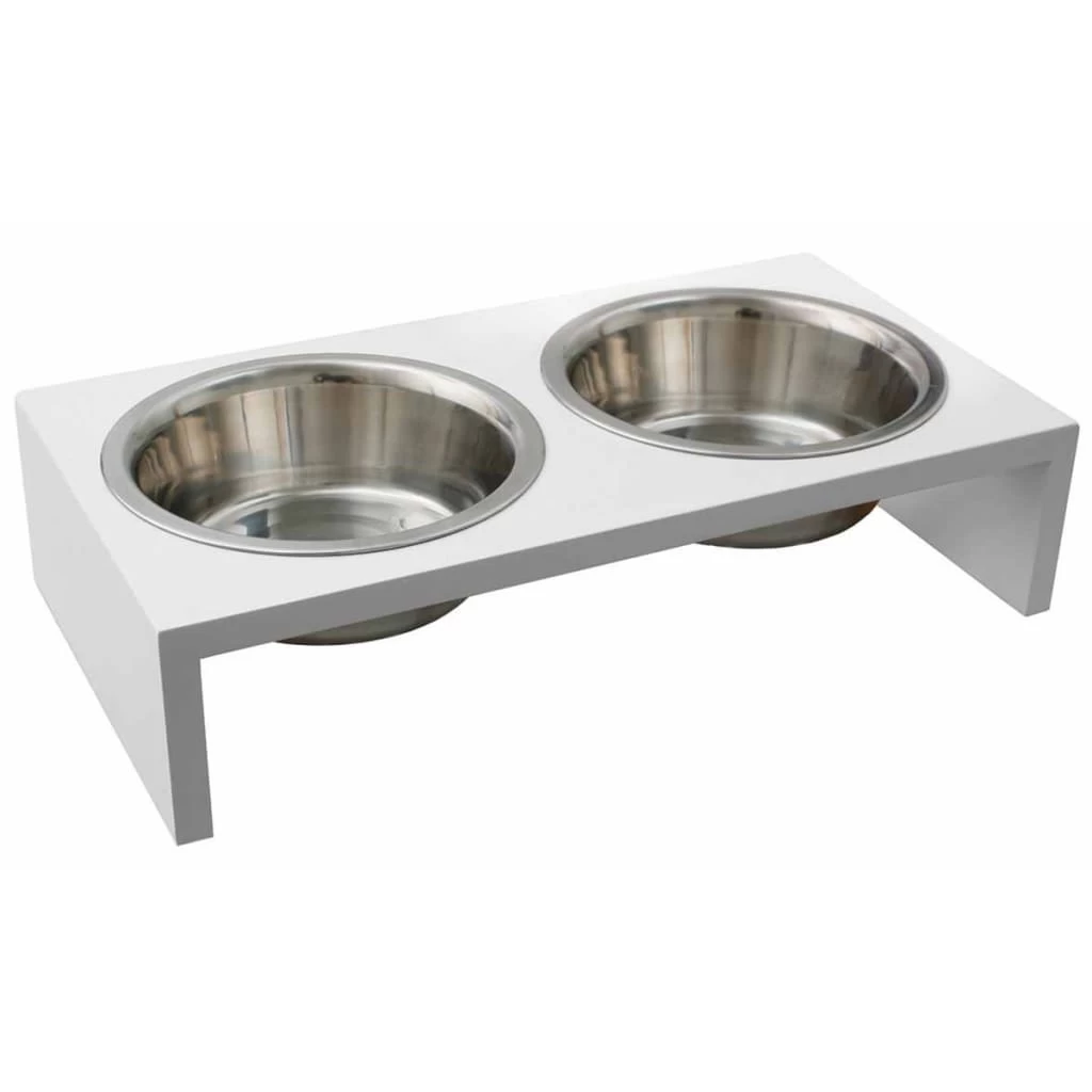 Gamelle Double Blanc En Inox Pour Chien – 2×380 Ml – Image 2