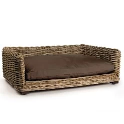 Panier Canapé En Osier Avec Coussin Pour Chien – 65x56x28 Cm