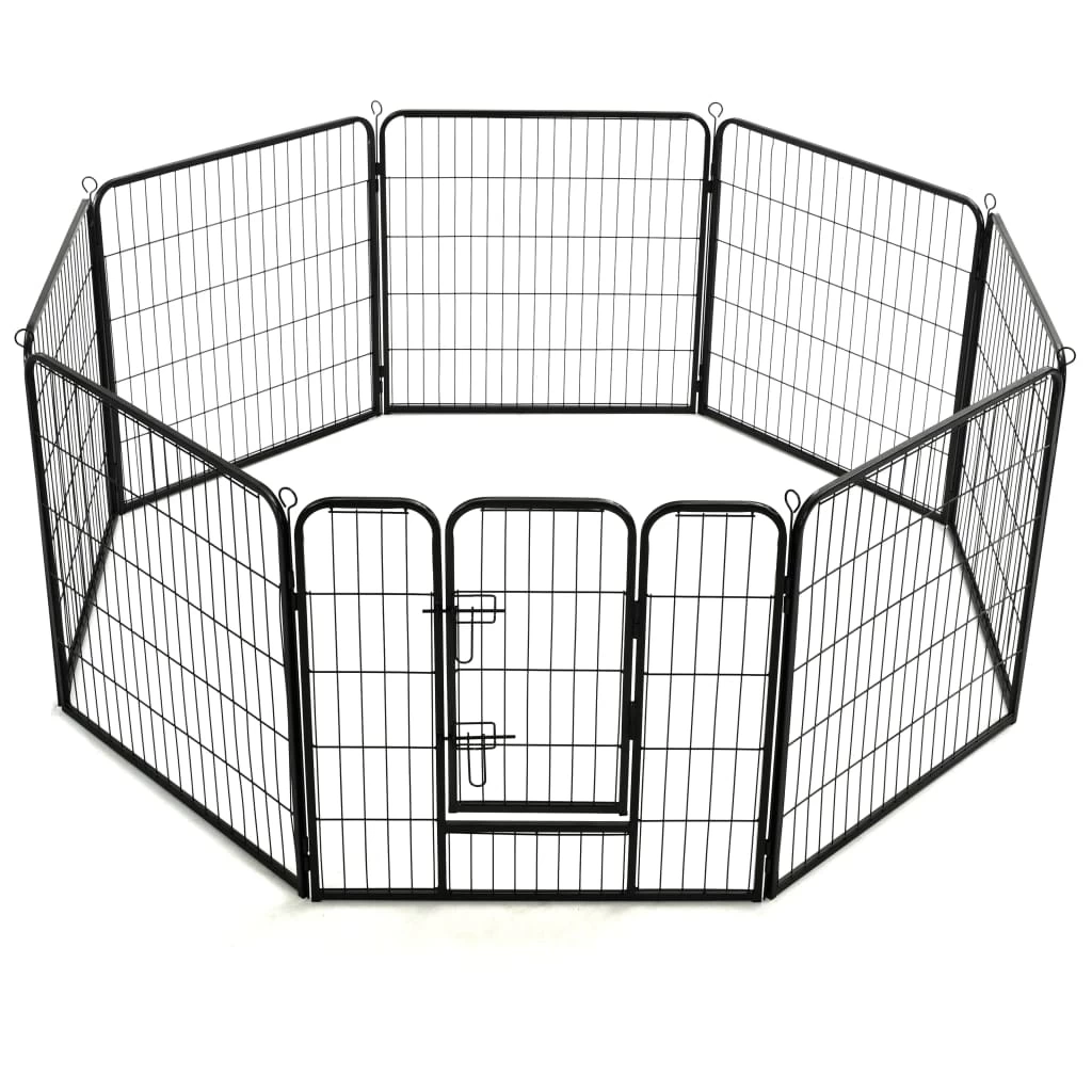Parc Modulable En Acier Noir Pour Chien – 8 Panneaux De 80×80 Cm – Image 4
