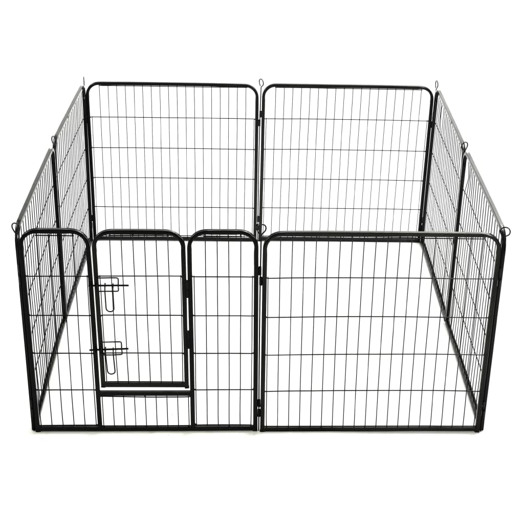 Parc Modulable En Acier Noir Pour Chien – 8 Panneaux De 80×80 Cm – Image 5