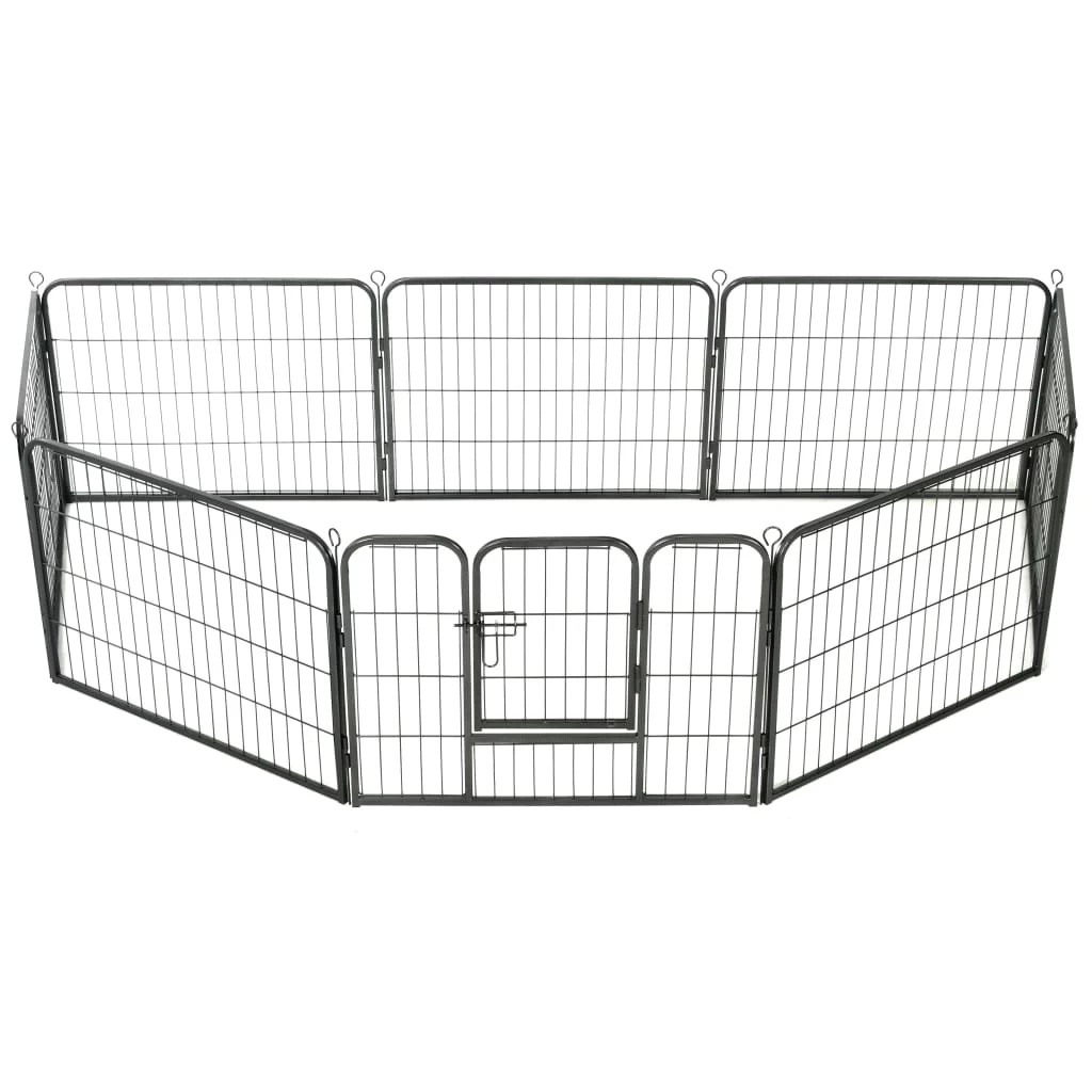 Parc Modulable En Acier Noir Pour Chien – 8 Panneaux De 80×60 Cm – Image 2