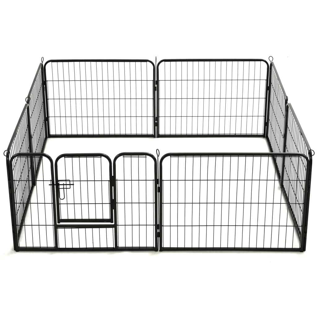 Parc Modulable En Acier Noir Pour Chien – 8 Panneaux De 80×60 Cm – Image 5