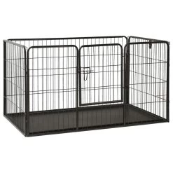 Parc En Acier Noir Pour Chien – 123×77,5×74,5 Cm