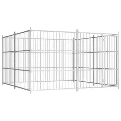 Chenil D’extérieur En Acier Galvanisé Pour Chien – Panneaux à Barreaux – 300x300x185 Cm – 9m²
