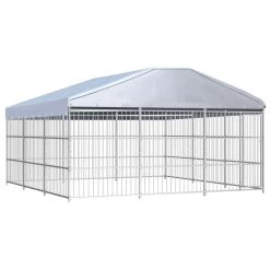 Chenil D’extérieur En Acier Galvanisé Avec Toit Pour Chien – Panneaux à Barreaux – 450x450x200 Cm – 20m²