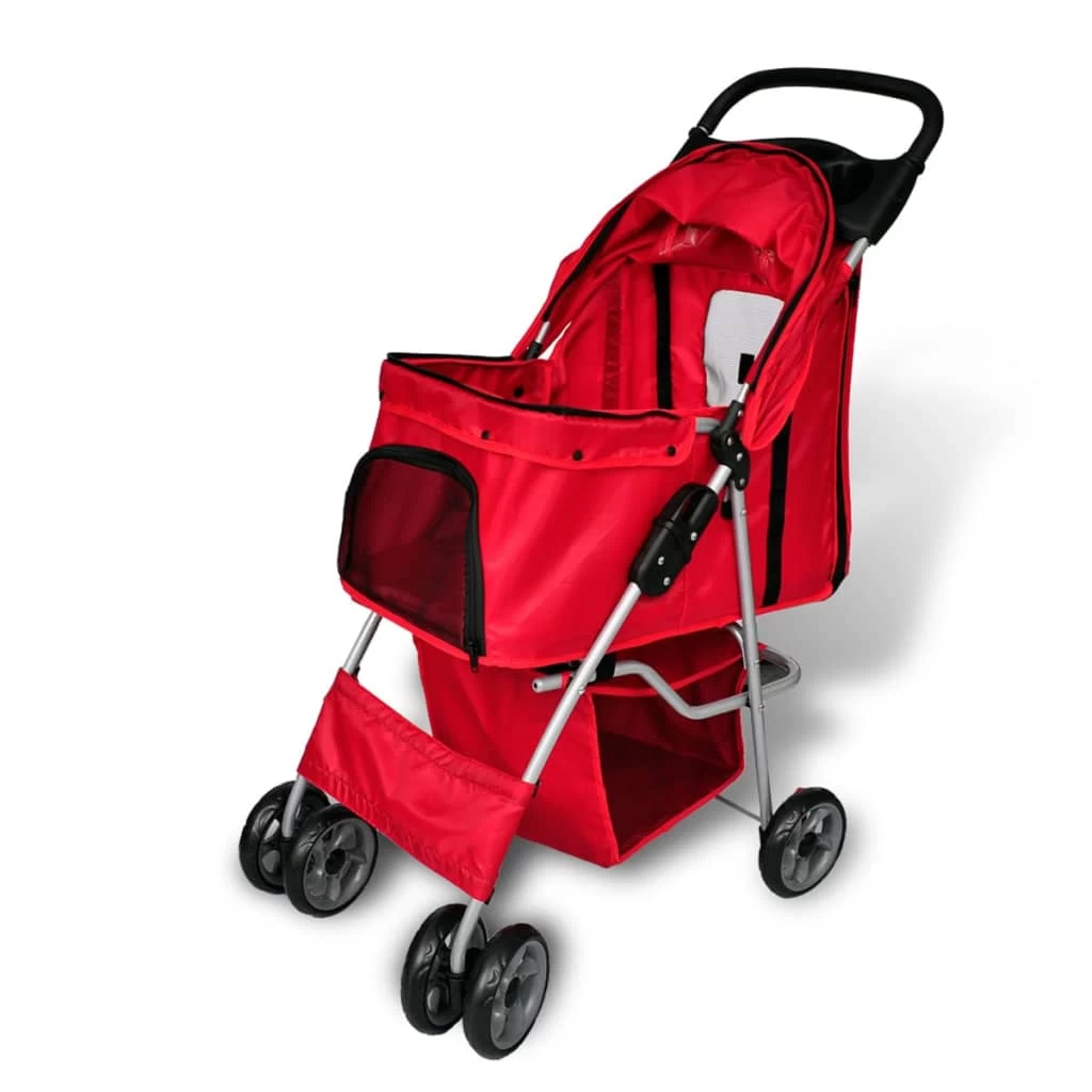 Poussette Pliable Pour Chiens – Rouge – Jusqu’à 15kg
