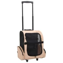 Trolley Et Sac à Dos Pour Chien Beige à Roulettes – Jusqu’à 12 Kg