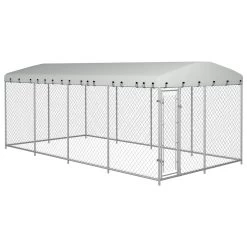 Chenil D’extérieur En Acier Galvanisé Avec Toit Pour Chien – Panneaux à Mailles – 800x400x230 Cm – 32m²