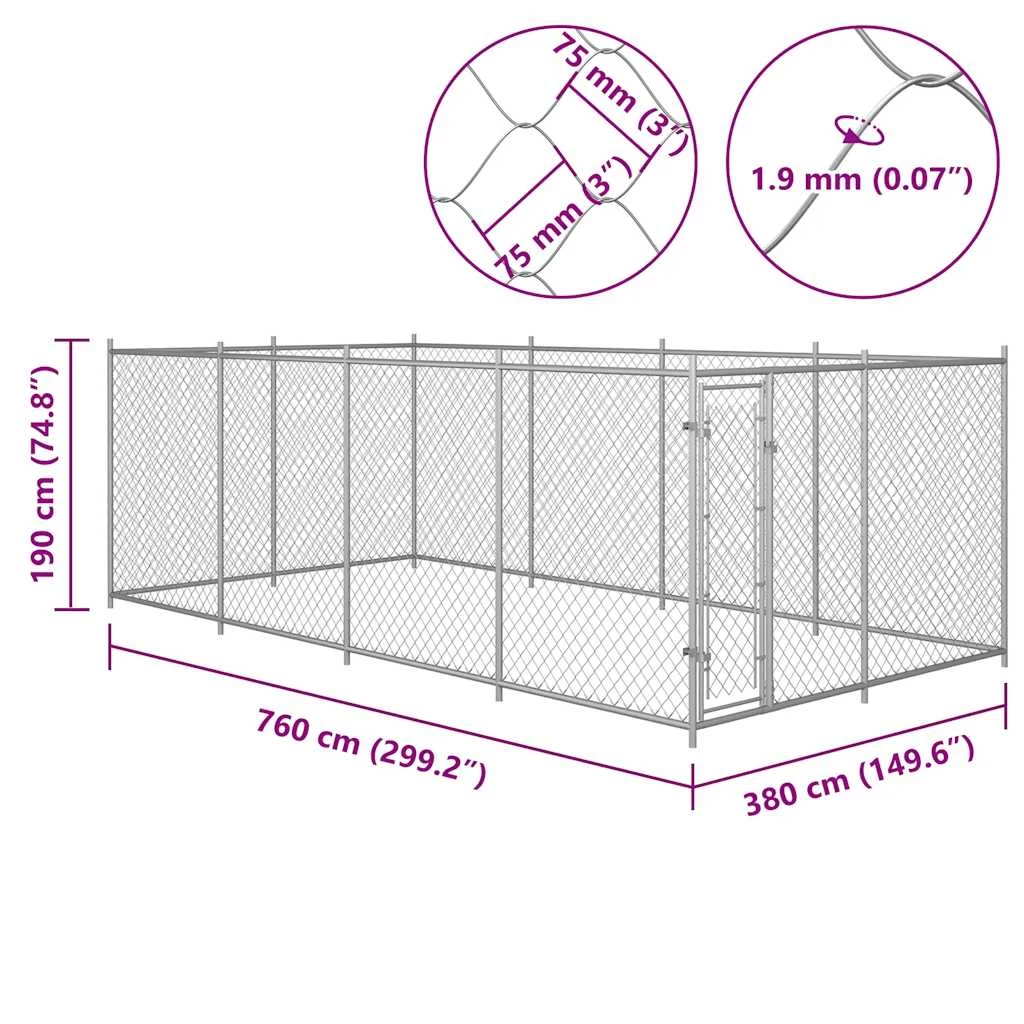 Chenil D’extérieur En Acier Galvanisé Pour Chien – Panneaux à Mailles – 800x400x200 Cm – 32m² – Image 5