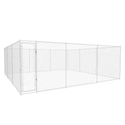 Chenil D’extérieur En Acier Galvanisé Pour Chien – Panneaux à Mailles – 570x570x185 Cm – 33m²