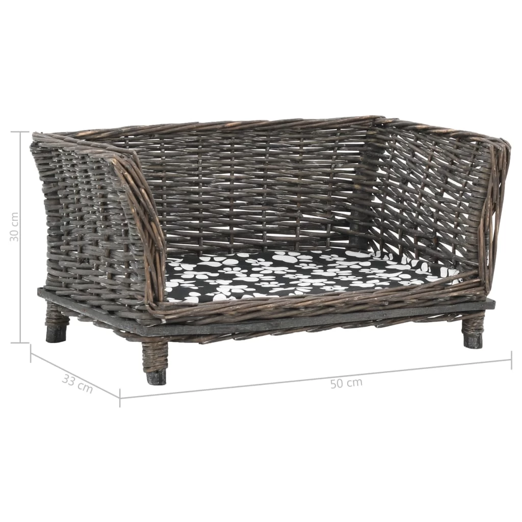 Panier En Osier Gris Pour Petit Chien Avec Coussin – 50x33x30 Cm – Image 6