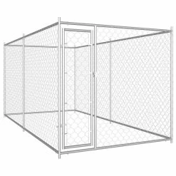 Chenil D’extérieur En Acier Galvanisé Pour Chien – Panneaux à Mailles – 382x192x185 Cm – 7m²