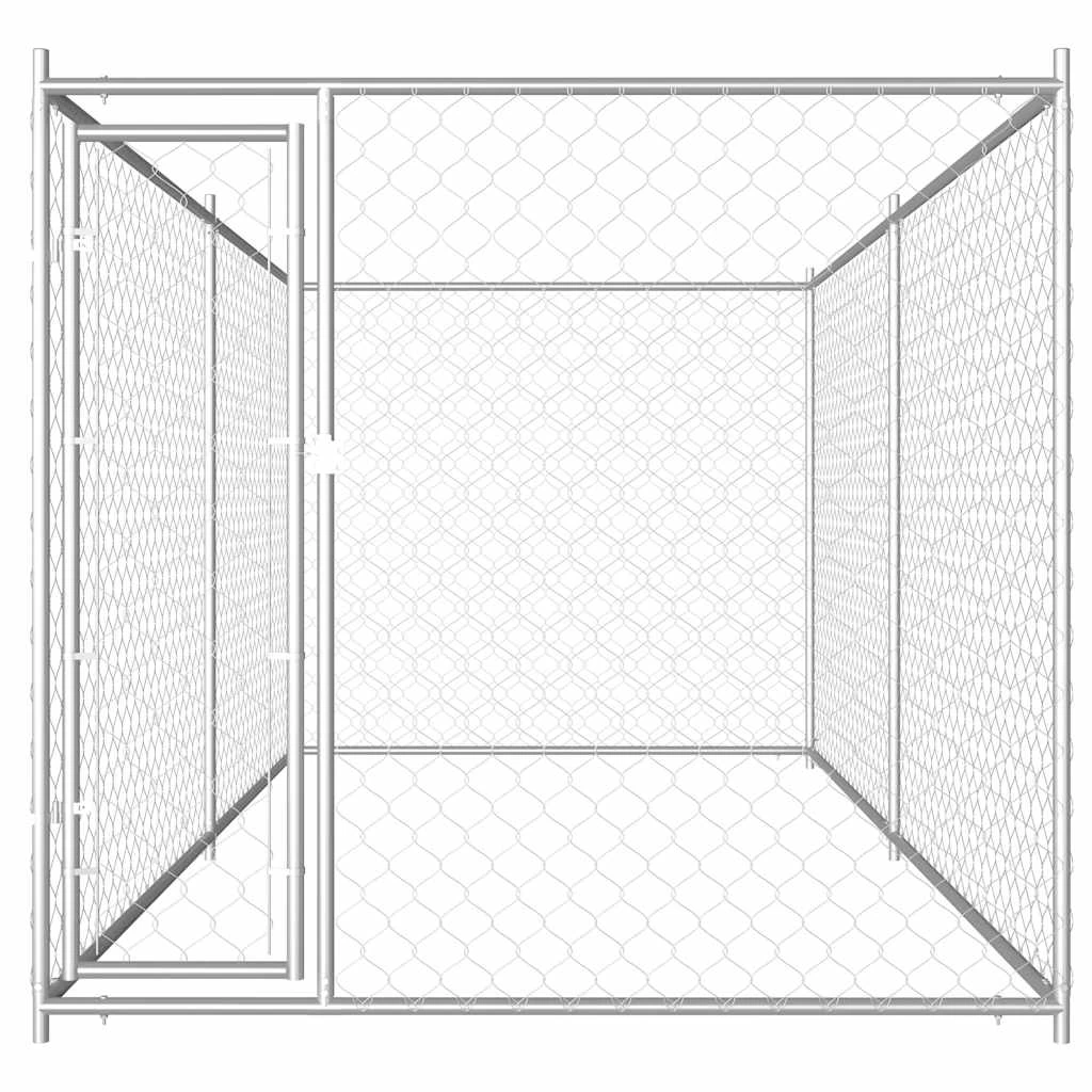 Chenil D’extérieur En Acier Galvanisé Pour Chien – Panneaux à Mailles – 382x192x185 Cm – 7m² – Image 2