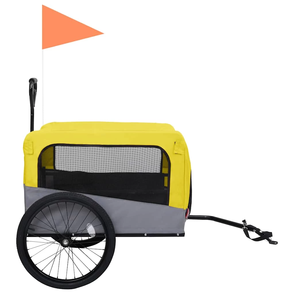 Remorque De Vélo Et Poussette Pour Chiens Jaune Et Gris – 2-en-1 – XXL – Image 4