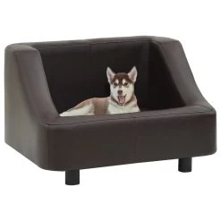 Canapé Pour Chien Marron En Similicuir – 67x52x40 Cm
