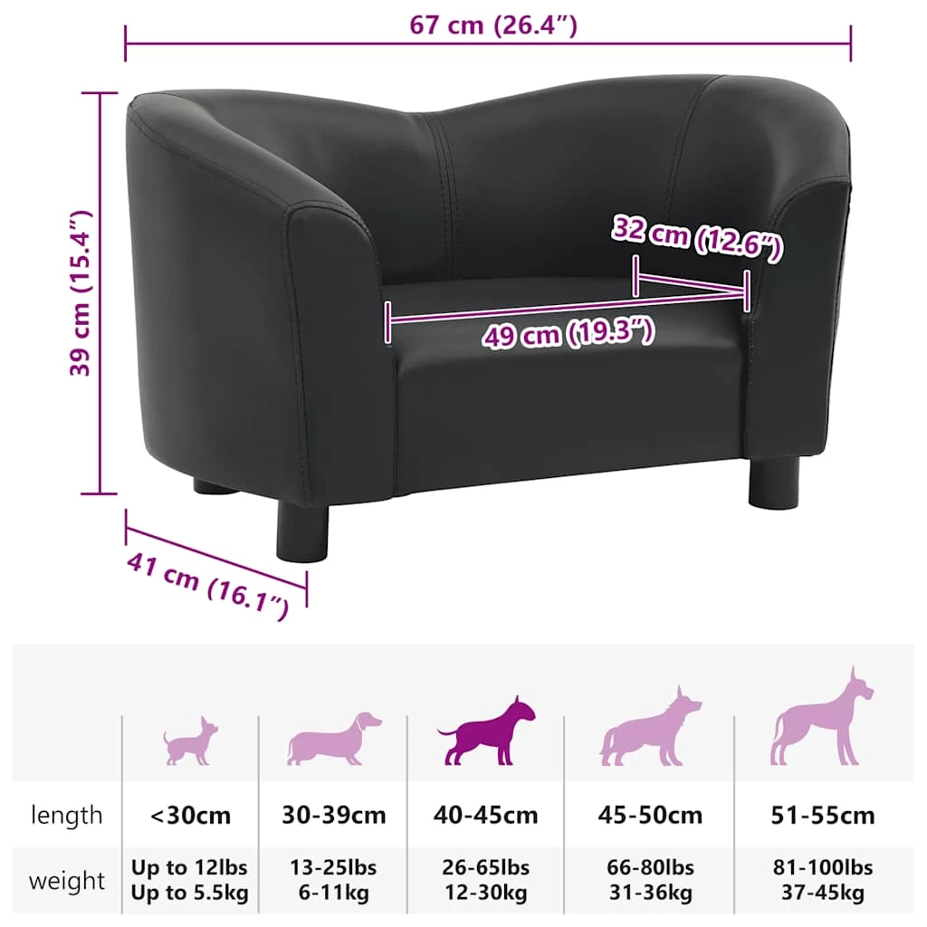 Canapé Pour Chien Noir En Similicuir – 67x41x39 Cm – Image 8