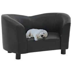 Canapé Pour Chien Noir En Similicuir – 67x41x39 Cm