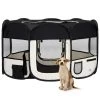 Parc Pliable Noir Et Crème Pour Chien Avec Sac De Transport – 145x145x61cm