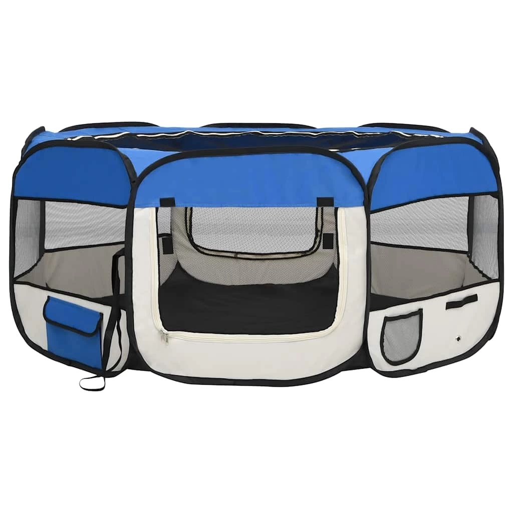 Parc Pliable Bleu Pour Chien Avec Sac De Transport – 145x145x61cm – Image 2