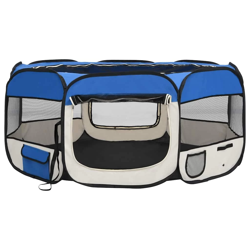 Parc Pliable Bleu Pour Chien Avec Sac De Transport – 145x145x61cm – Image 3