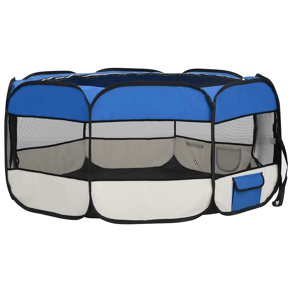 Parc Pliable Bleu Pour Chien Avec Sac De Transport – 145x145x61cm – Image 4