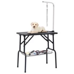 Table De Toilettage Noir Réglable Et Pliable Pour Chien – 1 Attache – Bras Simple – Panier – 80x50x80 Cm