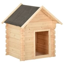 Niche D’extérieur En Bois De Pin Massif Pour Chien – 80x80x100,6 Cm