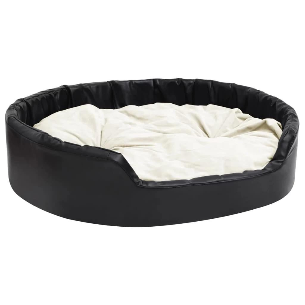 Panier XXL Rond En Similicuir Noir Pour Chiens – 100x90x20 Cm – Image 2