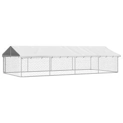 Chenil D’extérieur En Acier Galvanisé Avec Toit Pour Chien – Panneaux à Mailles – 600x300x150 Cm – 18m²