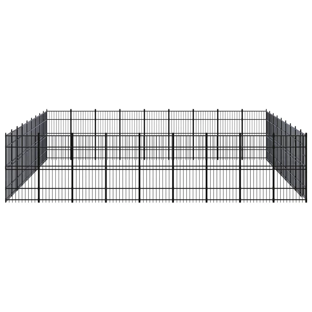 Chenil D’extérieur En Acier Noir Pour Chien – Panneaux à Barreaux – 864x864x200 Cm – 75m² – Image 3