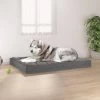 Lit En Bois De Pin Gris Pour Grand Chien – 101,5x74x9 Cm