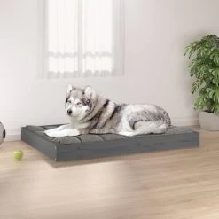 Lit En Bois De Pin Gris Pour Grand Chien – 101,5x74x9 Cm