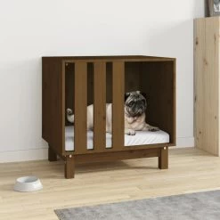 Niche D’intérieur En Bois Marron Pour Chien – 60x45x57 Cm