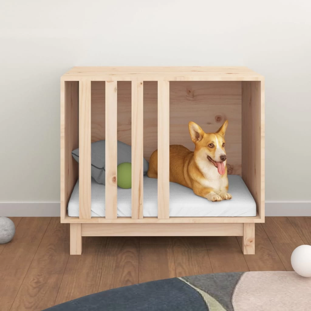 Niche D’intérieur En Bois Naturel Pour Chien – 70x50x62 Cm – Image 3
