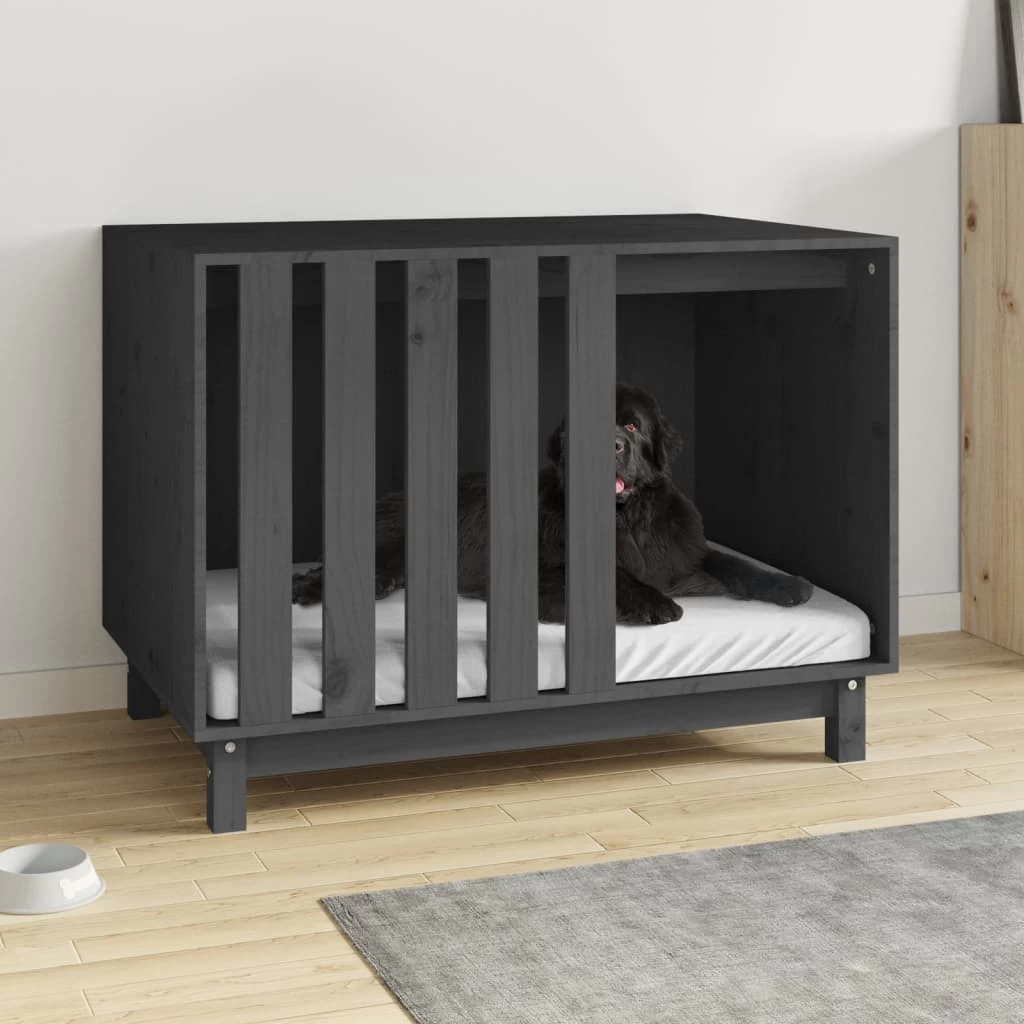 Niche D’intérieur En Bois Gris Pour Chien – 90x60x67 Cm