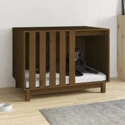 Niche D’intérieur En Bois Marron Pour Chien – 90x60x67 Cm