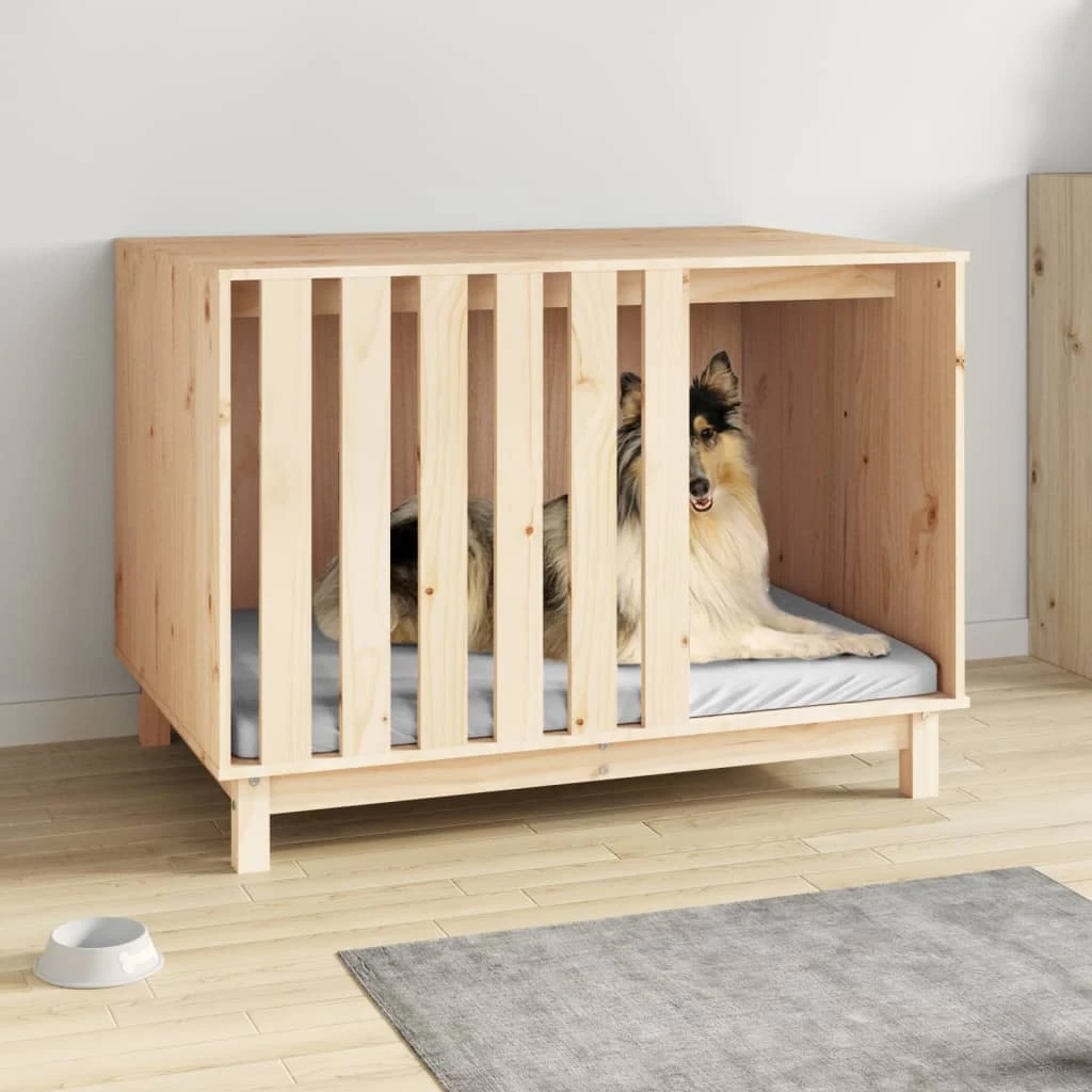 Niche D’intérieur En Bois Naturel Pour Grand Chien – 100x70x72 Cm