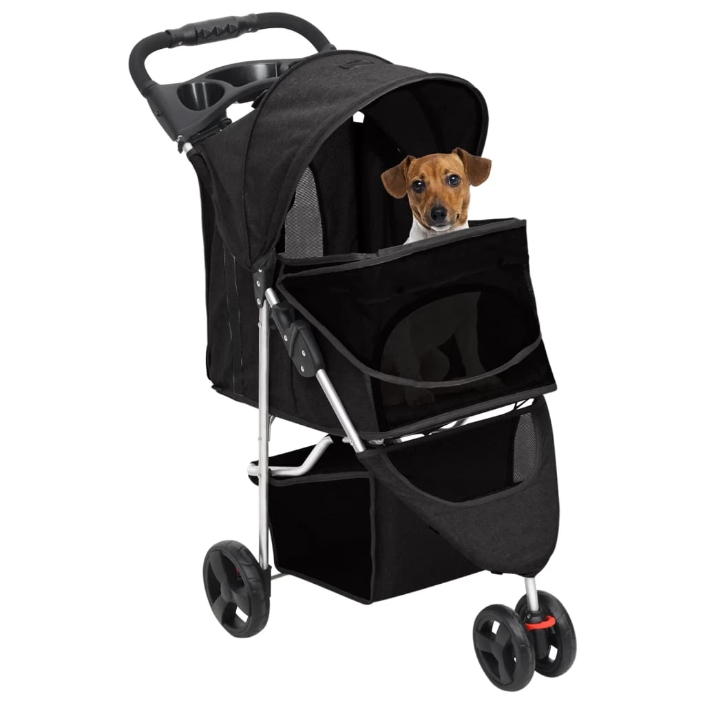 Poussette Pliable Pour Chiens Premium – Noir – Jusqu’à 15kg – Image 2