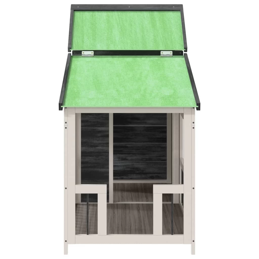Niche En Bois Gris Avec Terrasse Pour Chien – 140x60x110 Cm – Image 4
