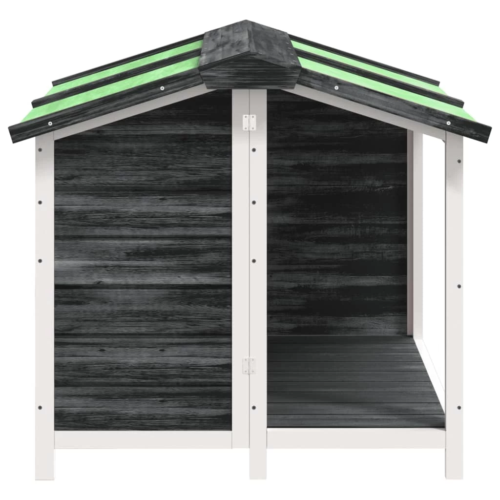 Niche En Bois Gris Avec Terrasse Pour Chien – 100x90x80 Cm – Image 4