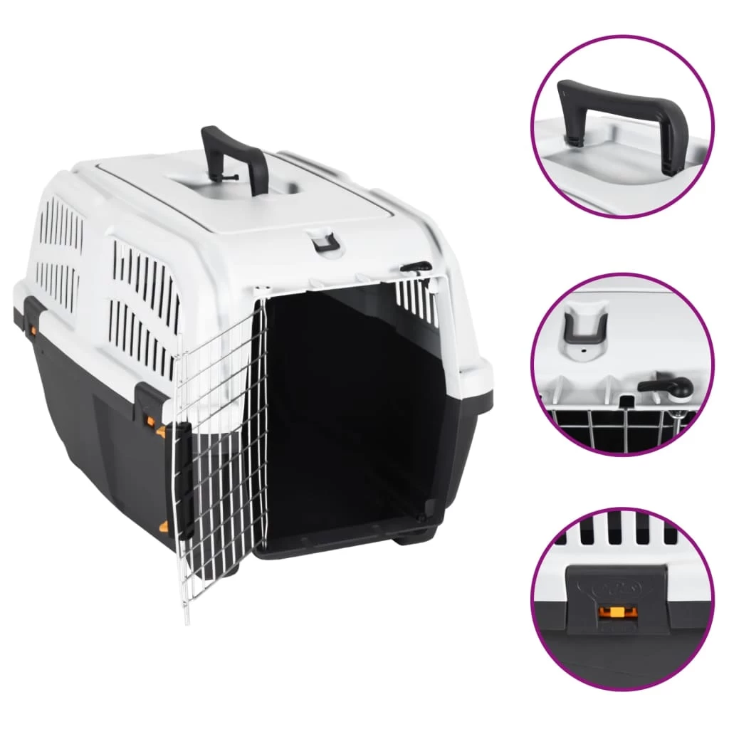 Cage De Transport En Plastique Noir Et Porte En Métal Pour Chien – 60x40x39 Cm