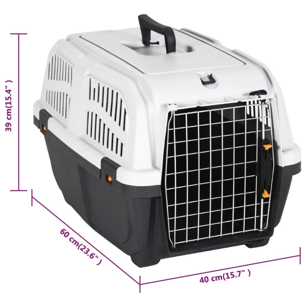 Cage De Transport En Plastique Noir Et Porte En Métal Pour Chien – 60x40x39 Cm – Image 7
