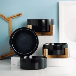 Gamelle En Céramique Design Avec Support Bois Pour Chien