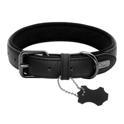 Collier Chien En Cuir Confortable Noir