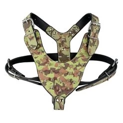 Harnais Cuir à Clous Pour Gros Chiens Camouflage