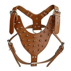 Harnais Cuir à Clous Pour Gros Chiens Marron