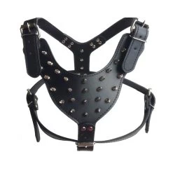 Harnais Cuir à Clous Pour Gros Chiens Noir